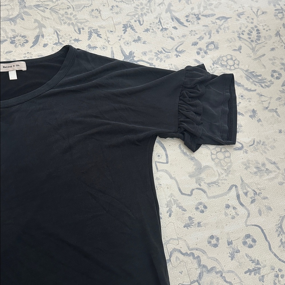 Black Ruffle Sleeve Top - Picture 3 of 3